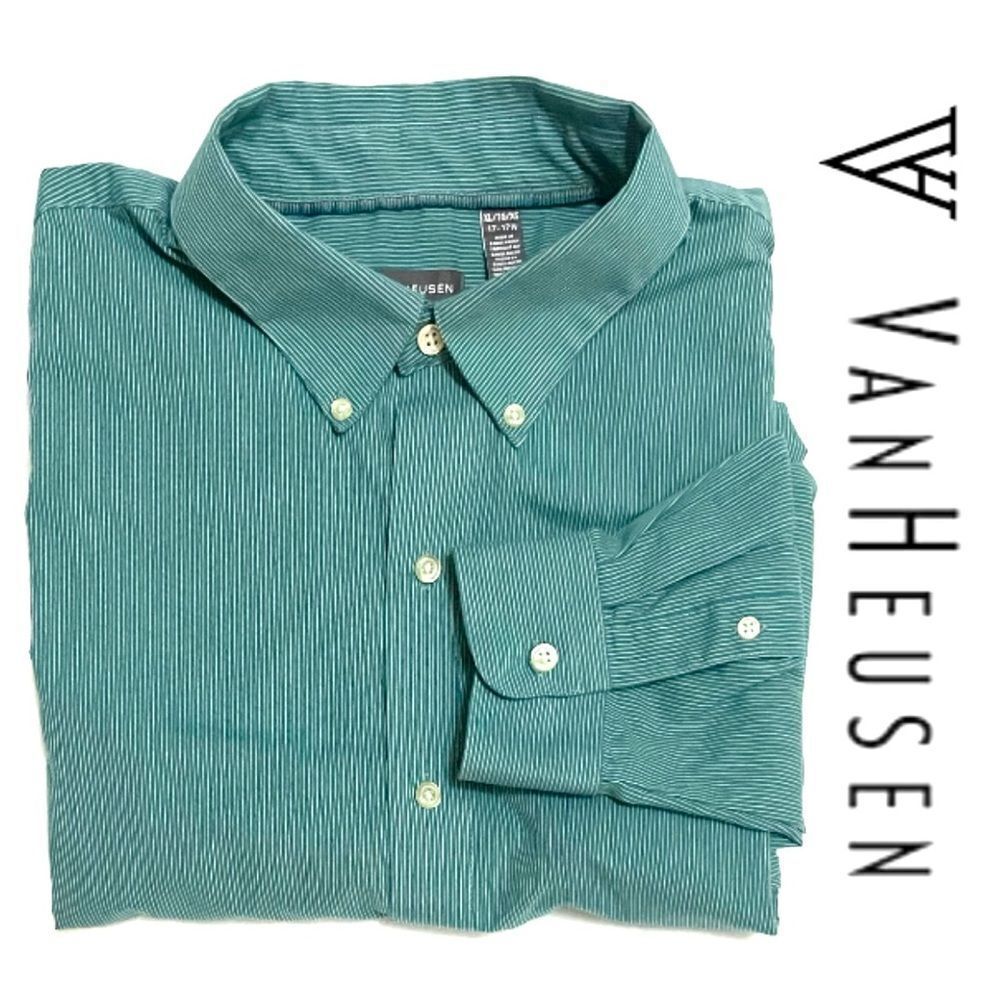 Van Heusen Teal Pinstripe Dress Shirt